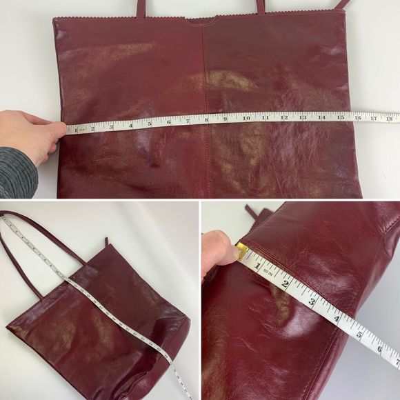 Latico Nora Tote Red Leather Shoulder Bag Double Strap Floral Lined Lightweight - Picture 15 of 16